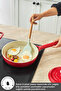 Swiss Crystal Neocast 7 Piece Cast Iron Pot and Pan Set Red - 2 Oven Gloves - 6
