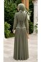 Beaded Detailed Green Hijab Evening Dress 55212Cy - 2