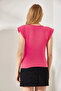 Women's Fuchsia Padded Collar Loose Blouse BLZ-19002217 - 4