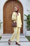 Front-Tie Kimono Set with Trousers - Light Yellow - 6