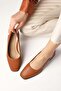 Mona Tan Color Blunt Toe Thick Sole Women's Short Heeled Shoes