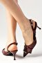 Sheri Burgundy Color Patent Leather Pointed Toe Heeled Shoes with Buckle Accessories - 5