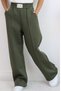 Girl's Pants with Embroidery Detail, Stitched Pockets, Ages 8-14, Dark Khaki Green