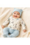 100% Cotton 3-Piece Hospital Release 0-3 Months Booties Bottom Long Sleeve Self-Gloves Top Eared Hat - 2
