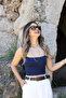 Navy Blue Rope Strap Push up Crop - 2