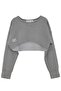 Embroidered Crop Long Sleeve Girl's Combed Cotton Sweatshirt - 5