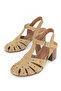 , Women's Genuine Leather Heels Sandals 1611050Z8425 Beige - 7