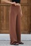 Brown Women's High Waist Spanish Flare Self-Elastic Fabric Pants Flexible Fit Flare Cut