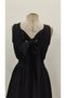 Women's Strappy Double-Breasted Collared Short Janjan Crepe Dress with Bow Detail on the Back - 7