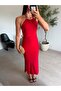 Draped Dress with Red Accessories - 4