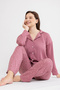 Women's Powder Star Baby Collar Trousers 2-Piece Pajama Set - 4