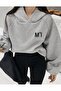 Women's Gray Oversize M Printed Oversize Sweatshirt