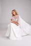 Women's Ecru Volan Detail Chiffon Kimono Kaftan & Evening Dress Wedding Dress Cape Beach Wear - 5