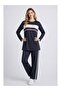 Women's Stripe Detailed Long Sleeve Premium Modal Top and Bottom Tracksuit Set - Anthracite