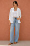 Women's White Muslin Oversize Casual Cut Buttoned Shirt - 3