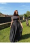 Women's Waist-Slit Polka Dot Patterned Lace-Up Victorian Dress - 2