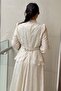 Collar Stone and Pearl Embellished Burnout Fabric Evening Dress - 4