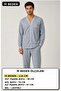 Hospital Plus Size Pajama Set for Men, 1 Piece, Light Blue, Patterned, Striped, High Quality, Durable - 2