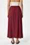 Women's Seaside Burgundy Lined Elastic Waist Pocket Woven Long Skirt - 5