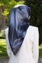 100% Twill Silk Floral Patterned Indigo Colored 90X90 Scarf Sewing Shape: Hand Sewing - 6