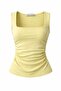Straight Square Neckline Strappy Gathered Fitted/Fitted Stretch Knitted Blouse - 5