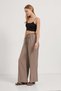 Women's Elastic Waist Wide Leg Brown Baggy Trousers - 2