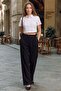 Elastic Waist Pleated Palazzo Trousers - 2