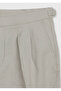 Beige Plain Woven Carrot Fit Casual 100% Linen Bermuda - 6