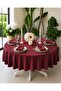 Pearl Velvet Textured Round Tablecloth Burgundy - 5