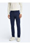 Midnight Blue Straight Woven Slim Fit Casual Cotton Blended Pants - 2