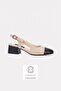 Women's Beige-Black Genuine Natural Leather 33-34-41-42 Size Heel Shoes