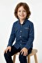 Yazı Printed Boys' Shirt with Folded Sleeves