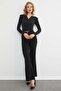 Shoulder Shoulder Pad Layered Glitter Double-Breasted Neckline Blouse - 4