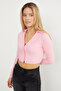 Polo Neck Zippered Crop Bodysuit - 6