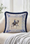 4-Piece Fringed-Tasseled Throw Pillow Cover Set with Horse Rider and Blue Horse Head Pattern - 5