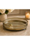 Round Metal Glass Presentation Tray Mirrored Antique Decorative Serving Tray 35cm