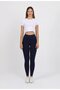 Women's High Waist Slimming Navy Blue Leggings - H6157 - 3