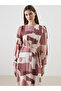 Original Oval Collar Patterned Dress - 2