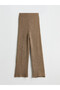 Lcwaikiki Classic Khaki Elastic Waist Textured Women's Trousers - 6
