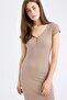 Bodycon Body-Hugging V-Neck Ribbed Camisole Short Sleeve Midi Dress E7368Ax25Sp - 8
