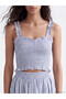 Xside Blue Heart Collar Plaid Ruffle Crop - 3