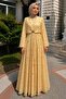 Floral Patterned Buckled Chiffon Dress Tsd260256 Yellow - 3