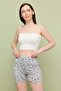 Heart Patterned Shorts with Elastic Waist - 4