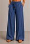 Cotton Muslin Fabric Summer Sweat-Repellent Cotton High Waist Wide Leg Palazzo Women's Trousers - 4