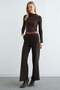 Arched Herringbone Palazzo Pants - 4