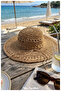 100% Paper, Hand Knitted, Straw Hat for Women (Size 57-58) (There Is a Drawstring Inside) - 2