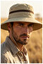 Unisex Wide Brim Mesh Foldable Safari Sun Hat Adjustable Drawstring Camping and Fishing Hat - 7