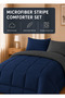 Stripe Reversible  Comforter Set- Ultra Soft  Microfiber Fabric, Soft Siliconized Fiber Filling - 5