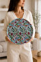Round Decorative Tray with Leather Non-Slip Base |   Stylish Coffee and Tea Presentation Tray |   36X36 cm