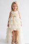 Girl's Evening Dress with Drop Stone Detail and Lace-Up Back, 3-9 Years Old, Yellow